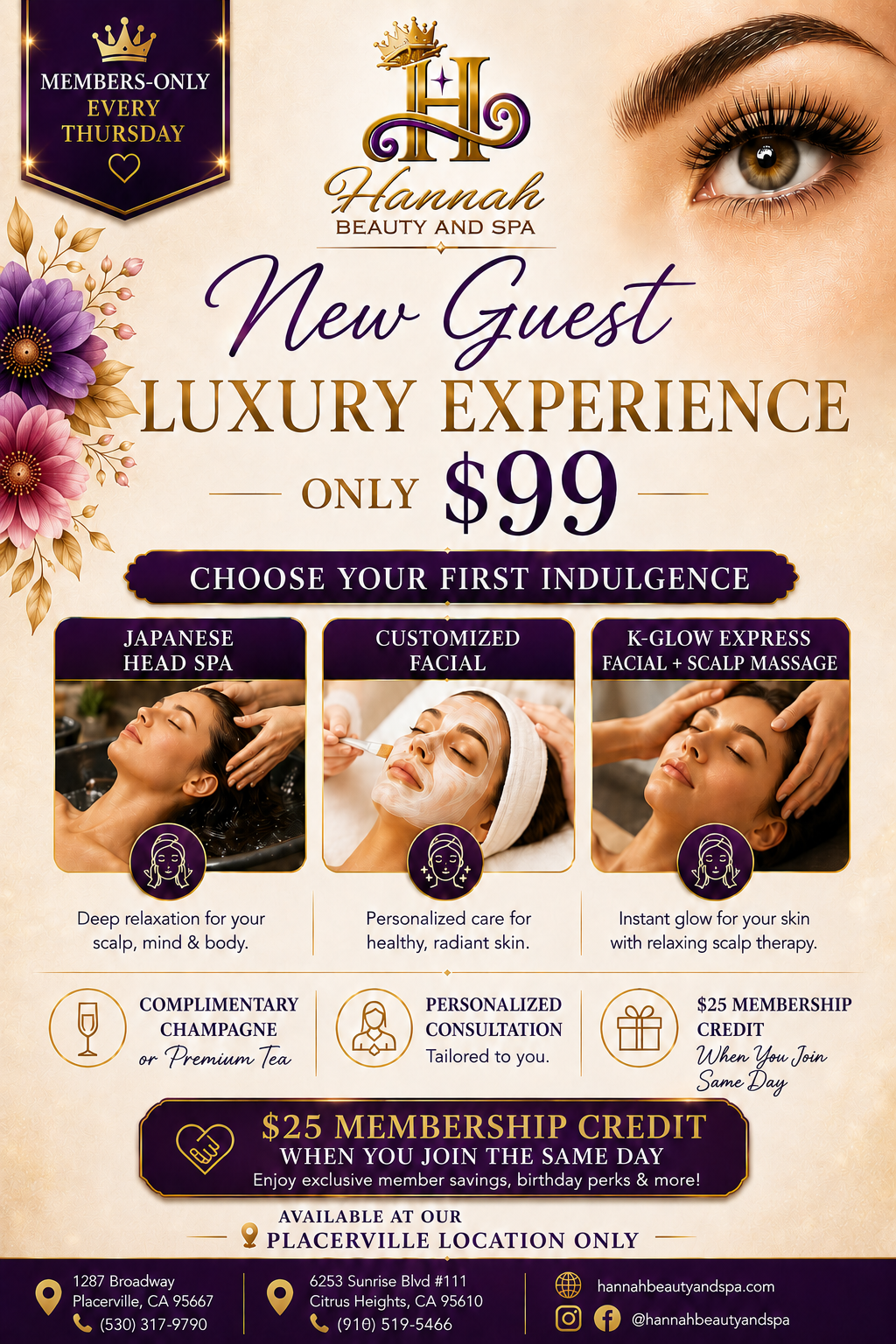New Guest Luxury Experience — $99 — Hannah Beauty Placerville